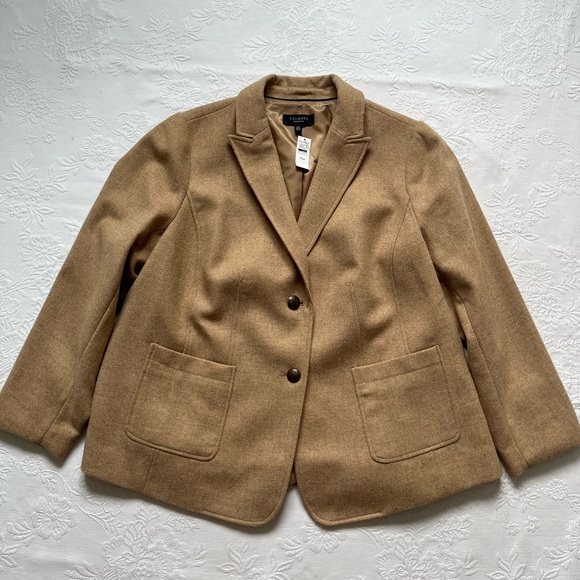 NWT Talbots Classic Tan Shetland Wool Blend Two Button Blazer 18WP - Picture 13 of 16